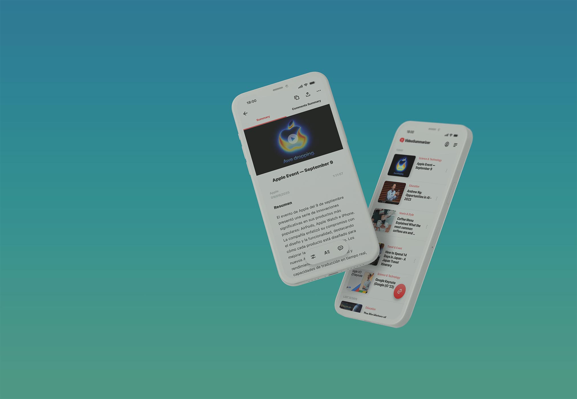 Video Summarizer app interface on desktop and mobile